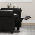 Modern Tufted Push Back Armchair Technical Leather Chair, Adjustable Single Sofa Chair With Sturdy Wood Legs For Bedroom, Living Room, Small Space Color:Black Black Primary Living Space Mid Century