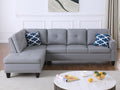 Irine Faux Leather Sectional Sofa With Ottoman Gray Faux Leather Medium Firm Cushion Back Contemporary Foam Faux Leather 3 Seat