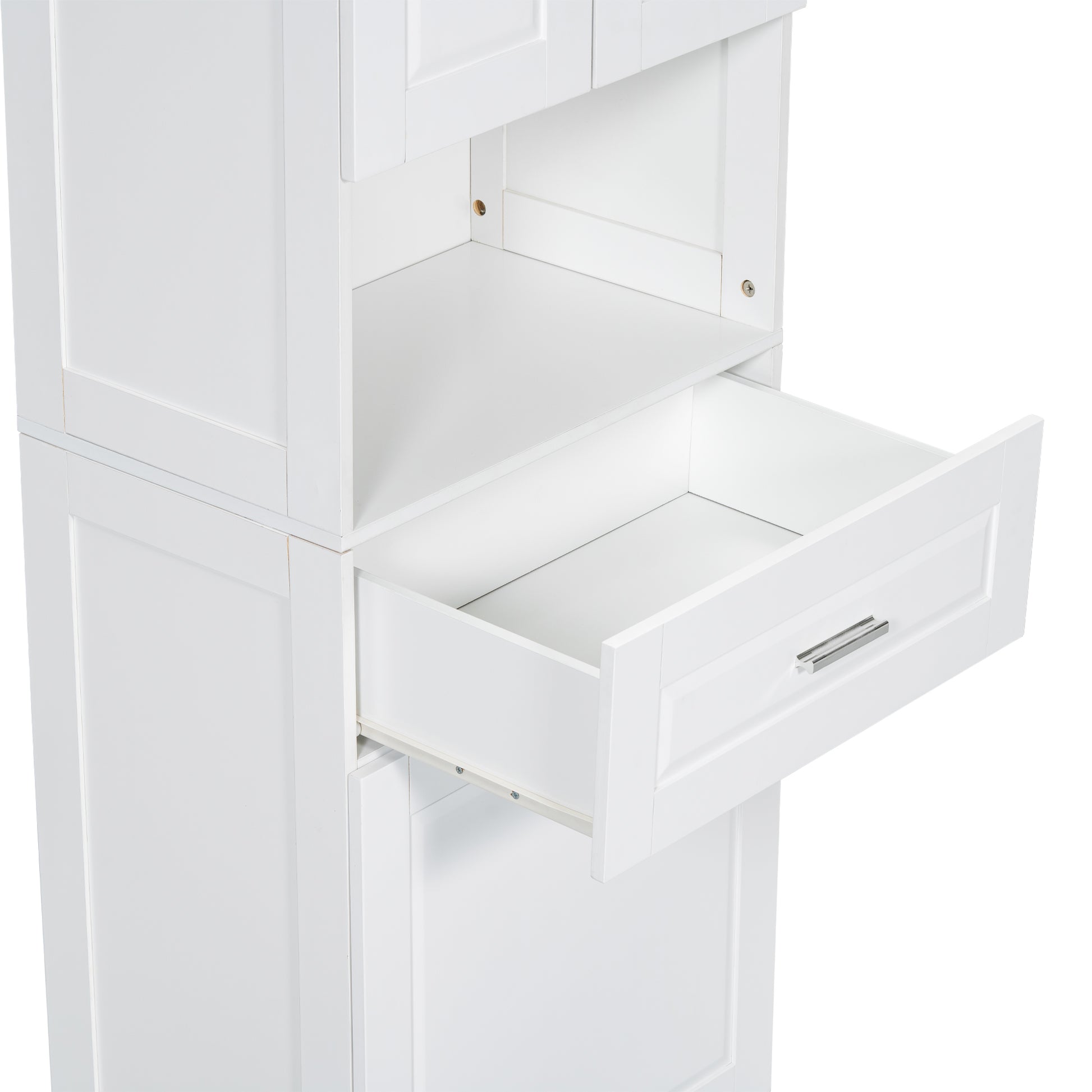 Tall Bathroom Cabinet With Laundry Basket, Large Storage Space Tilt Out Laundry Hamper And Upper Storage Cabinet, White White Mdf