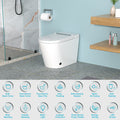 Smart Toilet With Bidet Built In, Auto Open & Close, Elongated Heated Seat, Foot Sensor Flush, Led Display, Warm Water Wash, Dryer, Night Light White Ceramic