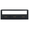 Mirod Stylish Tv Stand With Large Storage,Classic Design With Three Drawers And Spacious Surface,Minimalist Metal Handles,Versatile As Tv Console Or Side Cabinet Black 70 79 Inches Mdf