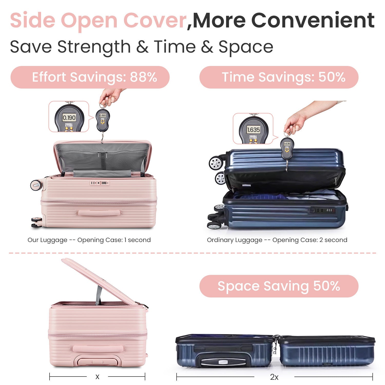 Luggage Sets 3 Piece 20 24 28 , Expandable Carry On Luggage With Tsa Lock Airline Approved, 100% Pc Hard Shell And Lightweight Suitcase With Front Pocket And Spinner Wheels Pink Pc