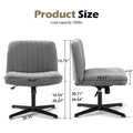 Office Chair Armless Desk Chair No Wheels, Fabric Padded Wide Seat Home Office Chairs, 115 Rocking Mid Back Cute Computer Chair For Bedroom, Vanity, Makeup,Dark Grey Dark Grey Foam Cotton Linen