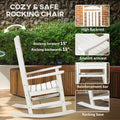 Outsunny Outdoor Rocking Chair, All Weather Resistant Hdpe Rocking Patio Chairs With Rustic High Back, Armrests, Oversized Seat And Slatted Backrest, 350Lbs Weight Capacity, White White Plastic