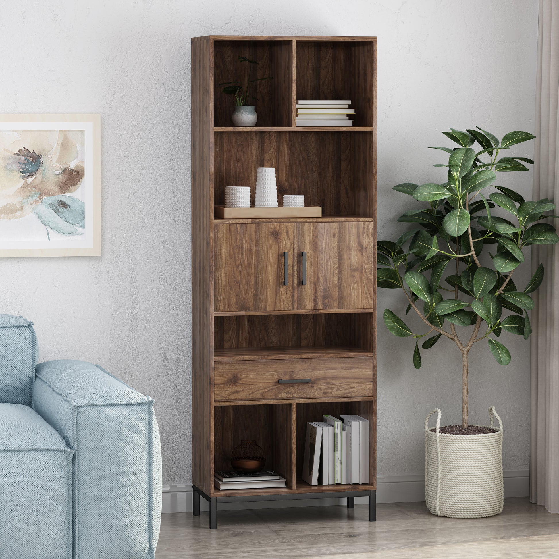 Cube Unit Bookcase Walnut Mdf