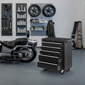5 Drawer Rolling Tool Chest W Lock & Key, Tool Storage Cabinet With Wheels, Top Cushion & Drawer Liners, Tool Organizer Box For Garage, Warehouse & Repair Shop Black Steel