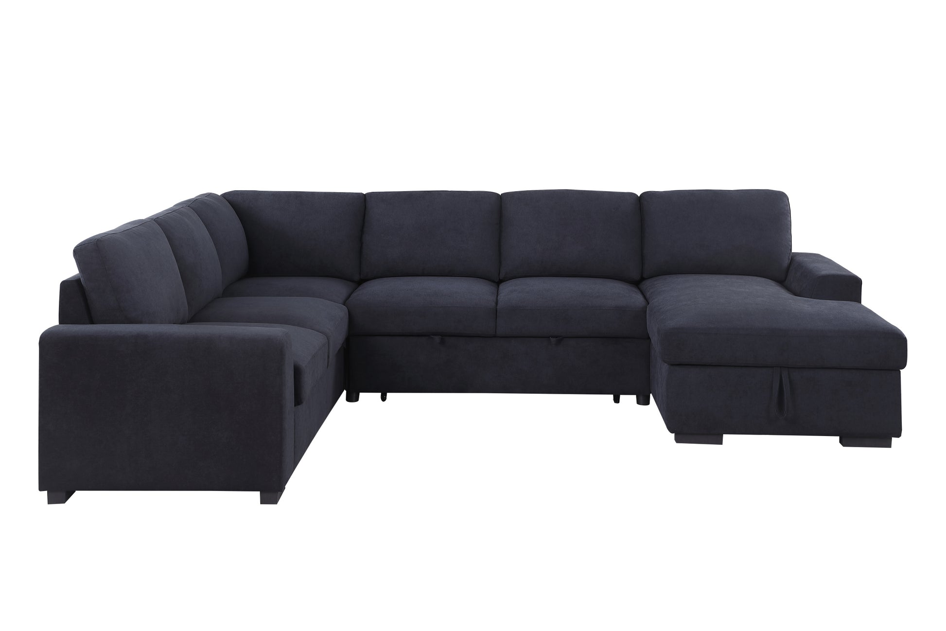 Selene Ii 117.5"W Dark Gray Woven Fabric Sleeper Sectional Sofa With Right Facing Storage Chaise Dark Gray Fabric 6 Seat