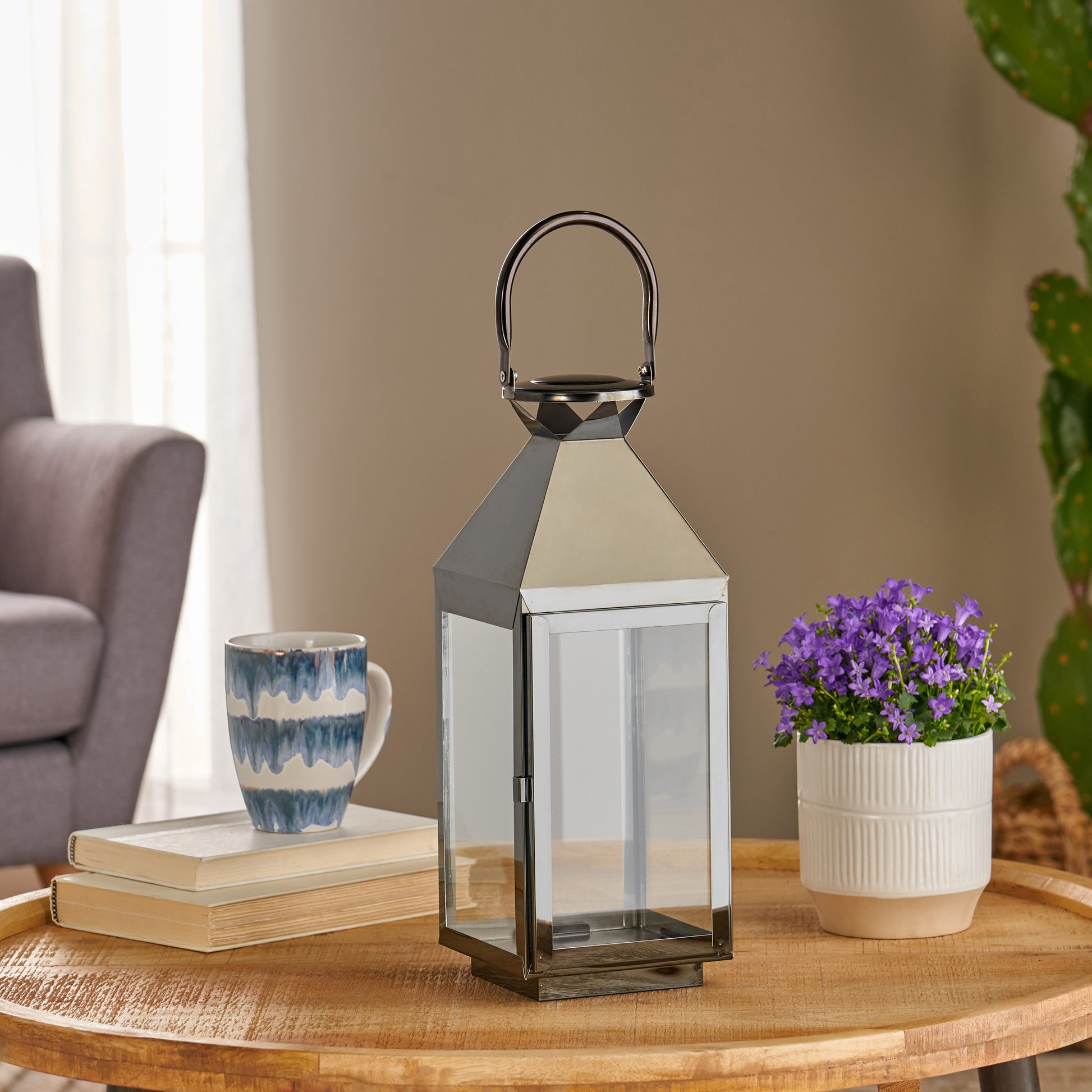 Tulsa 16"H Stainless Steel Lantern Black Stainless Steel