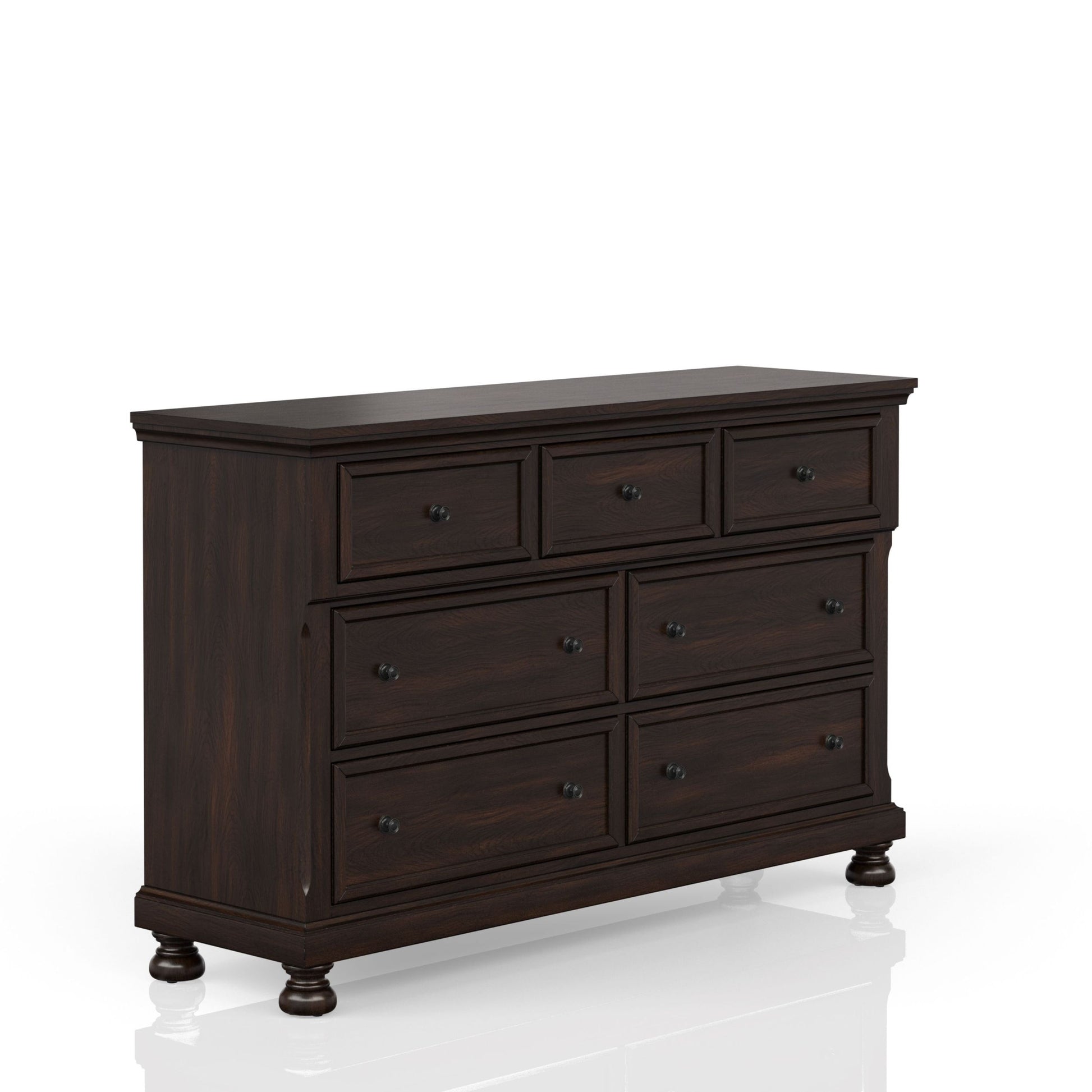 Seven Drawer Dresser Dark Cherry Cherry Solid Wood Mdf