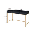 Ottey Black High Gloss & Gold Finish Writing Desk Black Metal,Synthetic Wood