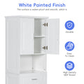 Tall Bathroom Cabinet With Laundry Basket, Large Storage Space Tilt Out Laundry Hamper And Upper Storage Cabinet, White White Mdf