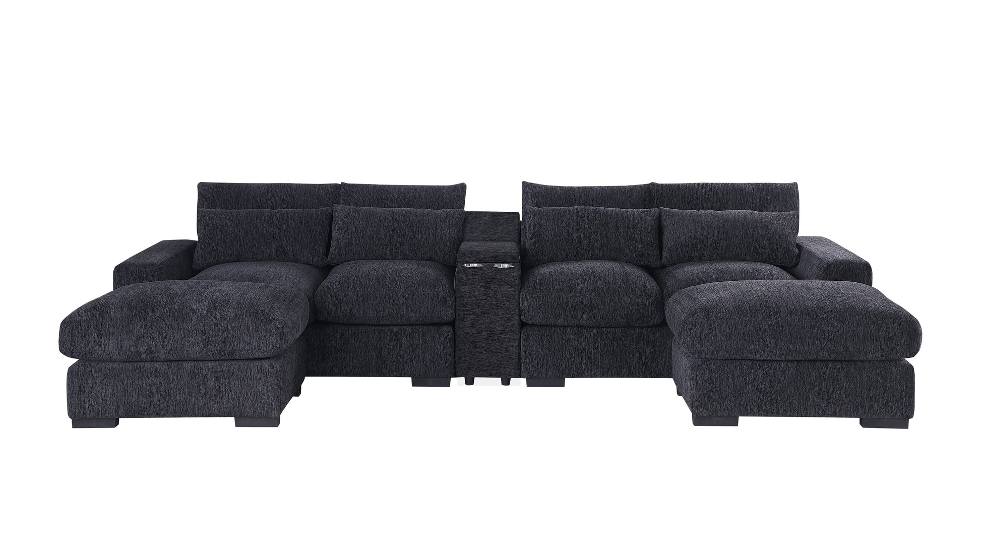 Nyeisha Piece Upholstered Sofa & Chaise Dark Gray Medium Firm U Shaped Square Arms Foam Flannelette 4 Seat