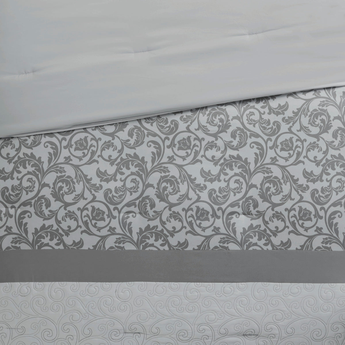 Embroidered 8 Piece Comforter Set Grey Queen Queen Grey Polyester
