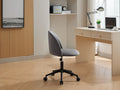 Velvet Fabric Office Chair Desk Chair, Mid Back Adjustable Swivel Computer Chair With Black Legsmodern Upholstered Desk Chair With Wheels Grey Black Foam Polyester Blend