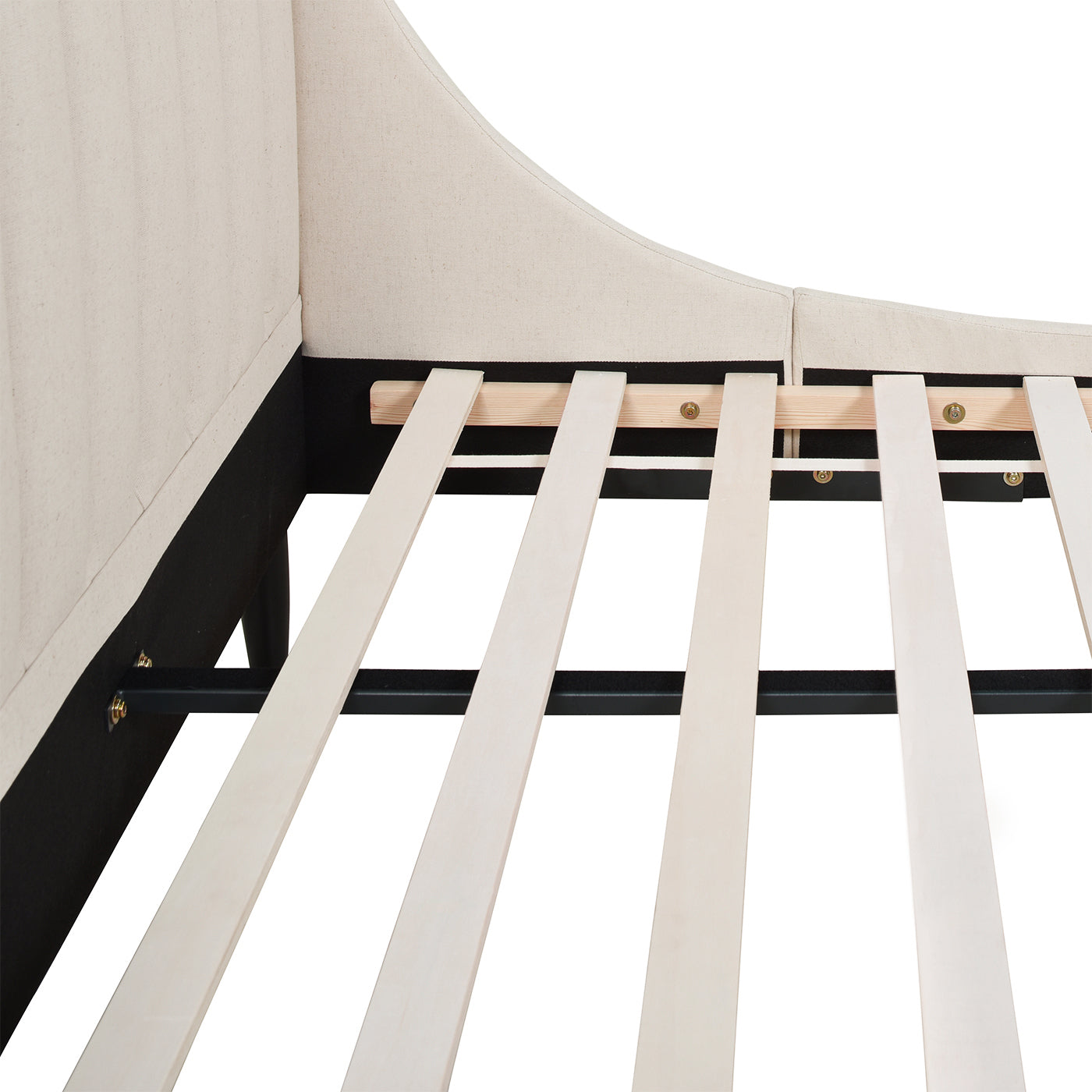 Aspen Vertical Tufted Headboard Platform Bed Set, King, Light Beige Linen Box Spring Not Required King Beige Wood Foam Linen Linen