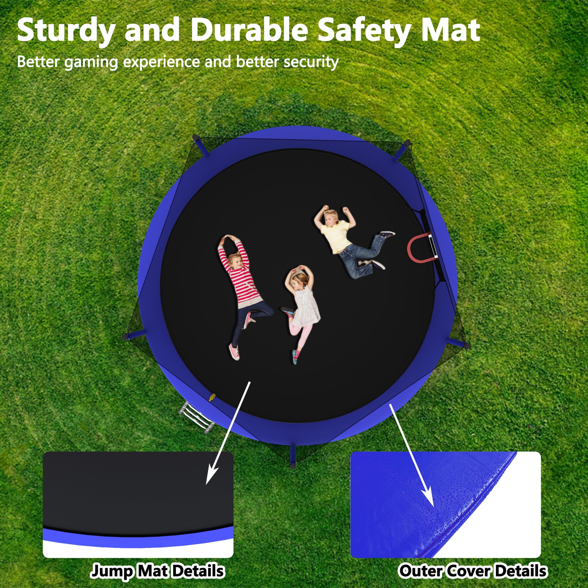 14Ft Trampoline Set With Swing,Sports Fitness Trampolines With Enclosure Net, Recreational Trampolines For Outdoor Indoor Blue Metal