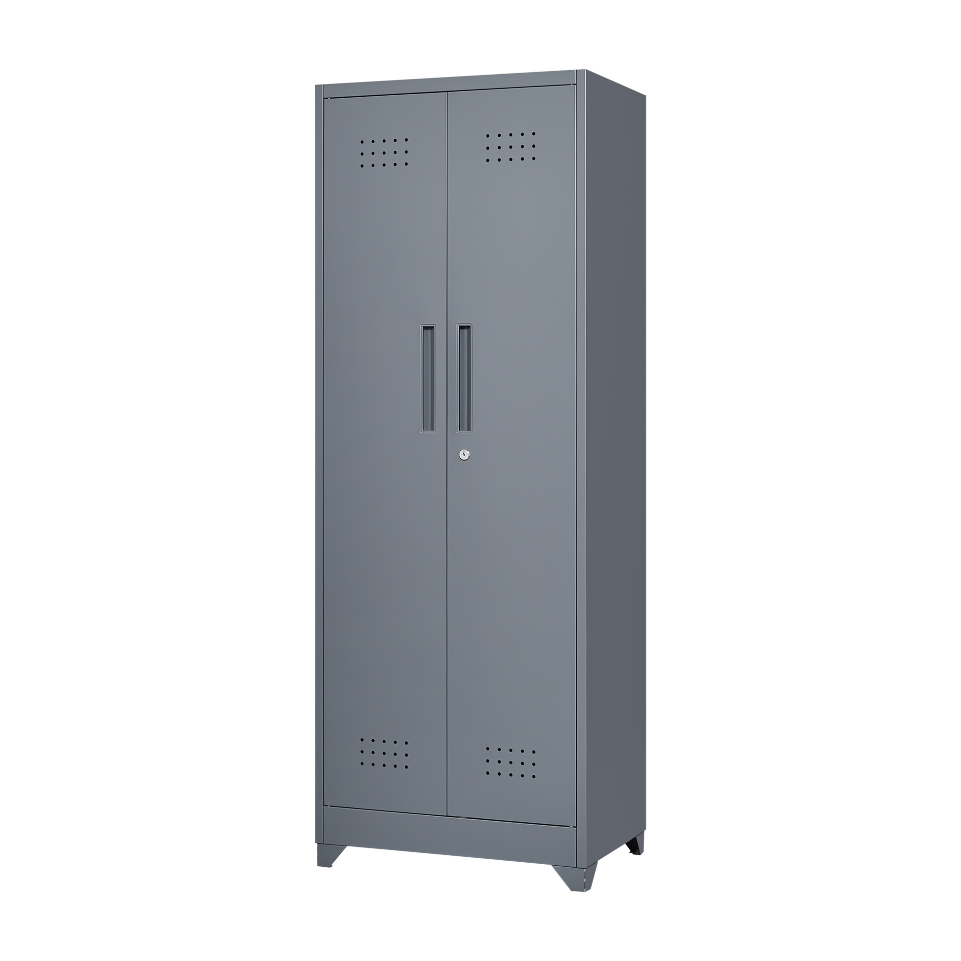 Metal Storage Cabinets, Cleaning Tool Cabinet With Locking Door, Tall Broom Tool Organizer And Storage, Large Storage Cabinet For Kitchen, Pantry, Office, Shop 3 4 Shelves Grey Door Locks Modern Metal