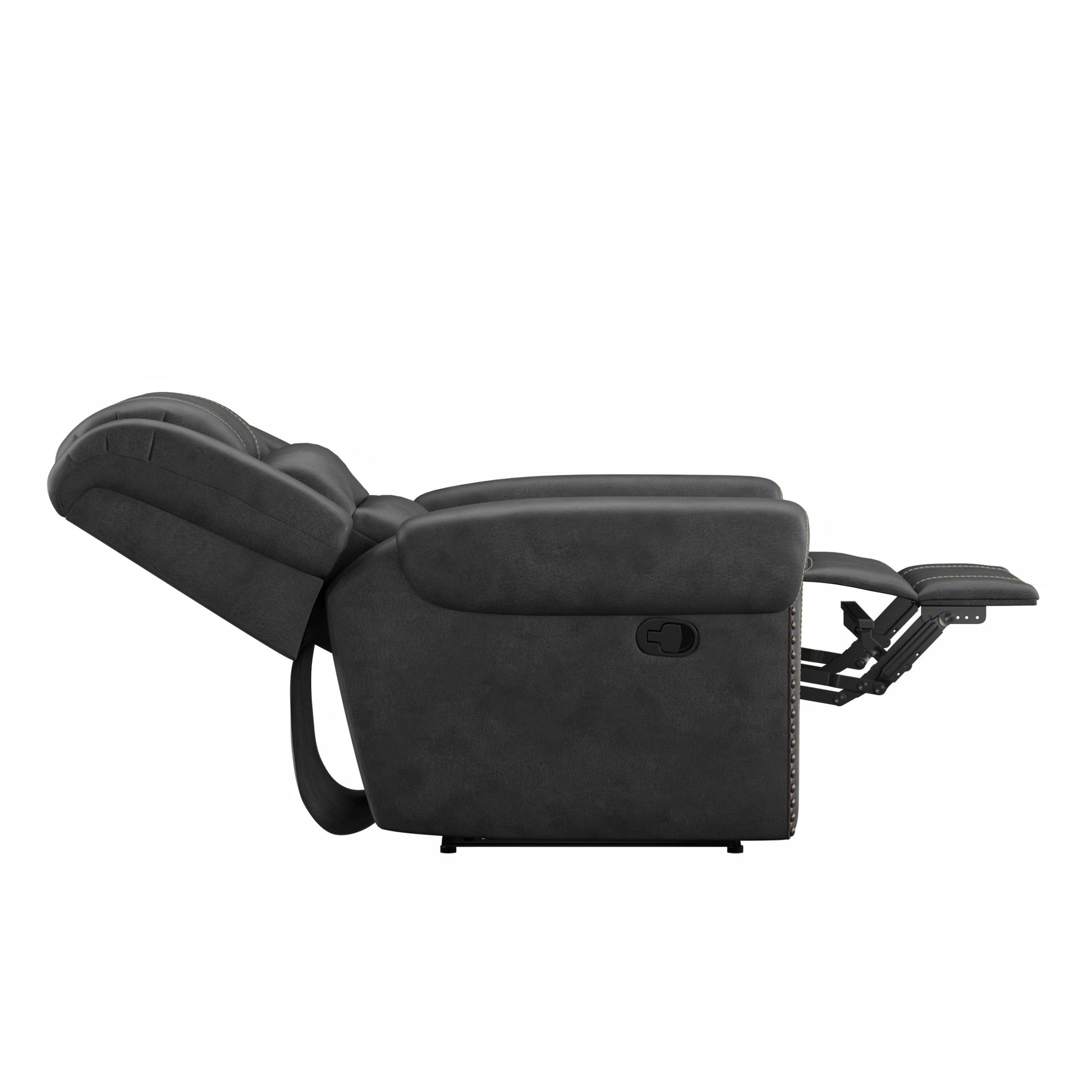 Ferrar Gray Reclining Sofa Gray Foam Solid Wood 3 Seat