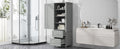 Tall Bathroom Storage Cabinet, Freestanding Storage Cabinet With Two Drawers And Adjustable Shelf, Mdf Board With Painted Finish, Grey Grey Mdf