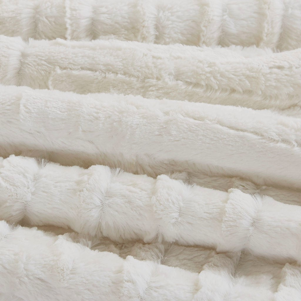 Fur Down Alternative Comforter Mini Set King Ivory Faux Fur