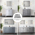 Dark Grey Double Bath Vanity 84 In. W X 22 In. D, White Quartz Top, And Faucet Set Dark Grey Plywood Wood