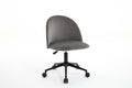 Velvet Fabric Office Chair Desk Chair, Mid Back Adjustable Swivel Computer Chair With Black Legsmodern Upholstered Desk Chair With Wheels Grey Black Foam Polyester Blend