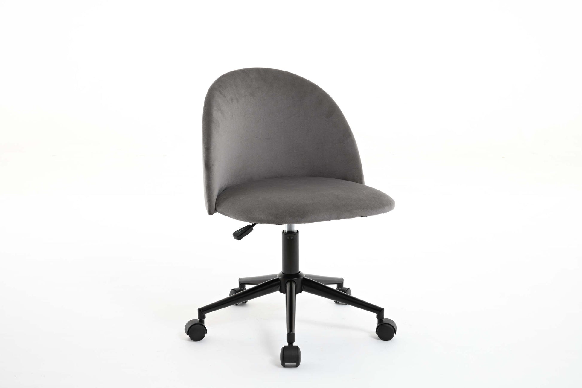 Velvet Fabric Office Chair Desk Chair, Mid Back Adjustable Swivel Computer Chair With Black Legsmodern Upholstered Desk Chair With Wheels Grey Black Foam Polyester Blend