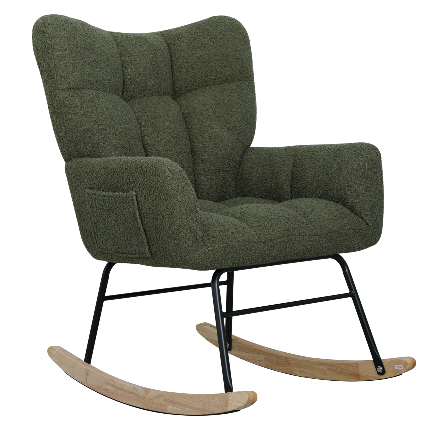 Teddy Fabric Rocking Chair, Modern Rocking Accent Chair For Nursery, Living Room, Bedroom, Deep Green Metal Olive Green Bedroom Foam Modern Rocking Chairs Foam Wood Metal