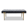 Aria Upholstered Gold Accent Bench, Steel Gray Performance Velvet Gray Foam Velvet