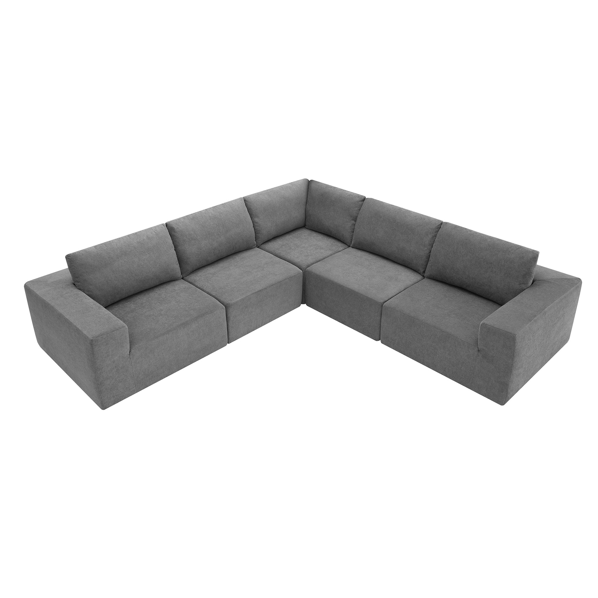 116*116" Modular L Shaped Sectional Sofa,Luxury Floor Couch Set,Upholstered Indoor Furniture,Foam Filled Sleeper Sofa Bed For Living Room,Bedroom,5 Pc Free Combination,3 Colors Gray Fabric 5 Seat