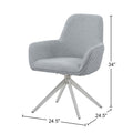 Fabric Upholstered Swivel Dining Arm Chair, Light Grey Solid Light Grey Arm Chair 1 Chrome,Fabric