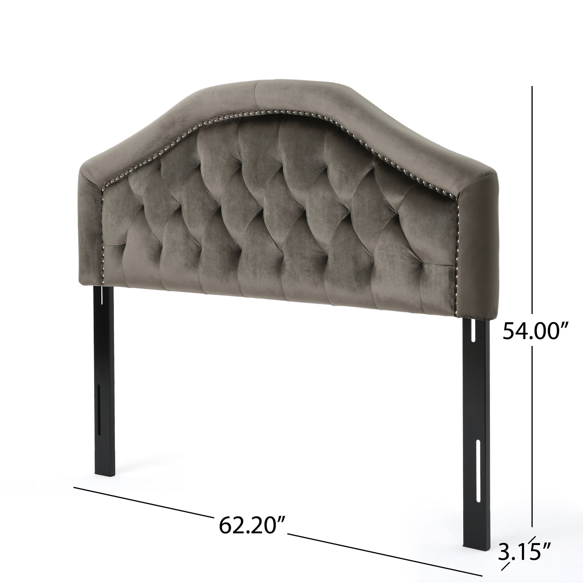 Queen&Full Sized Headboard Grey Velvet