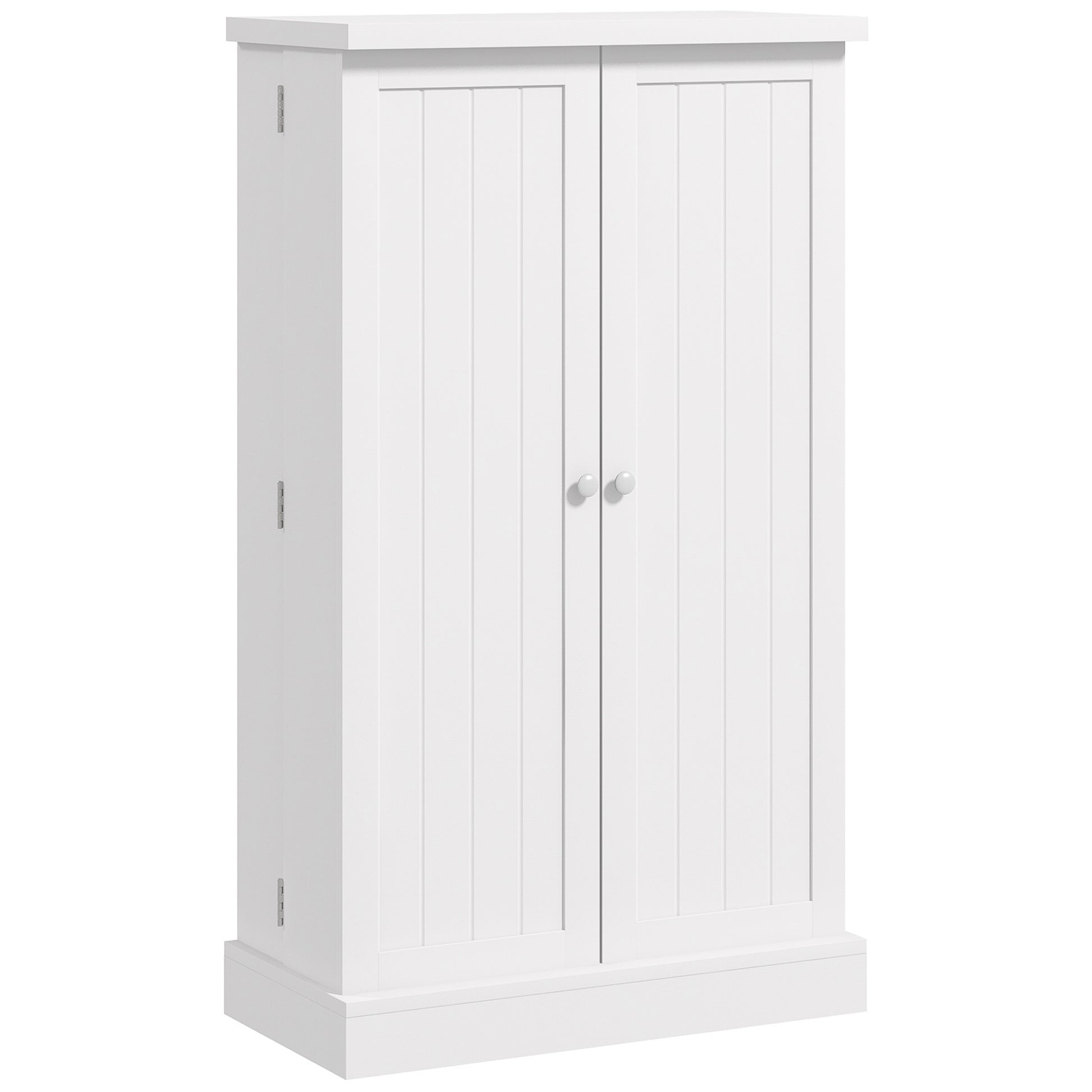 Homcom 41" Kitchen Pantry Storage Cabinet, Freestanding Kitchen Cabinet With 12 Door Shelves, Double Doors, 5 Tier Shelving And Adjustable Shelves, Painted White White Mdf