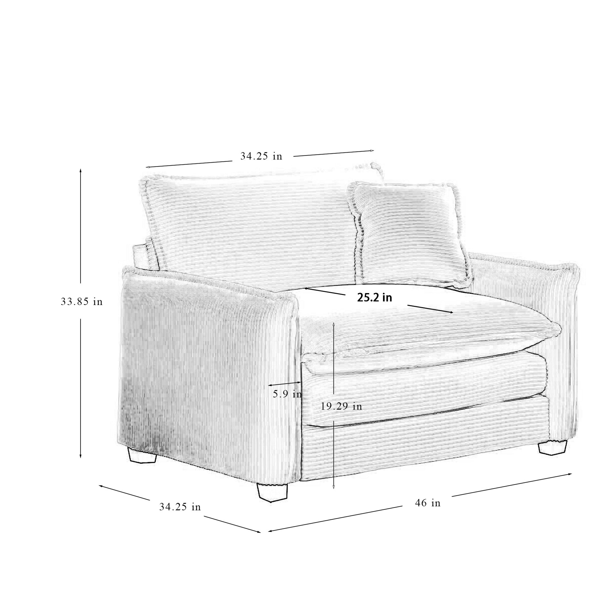 Warm And Cozy Sofa Set With Soft Cushions And Pillows, Home Theater Style Sofa Set Consisting Of A 3 Seater Sofa And Two Single Sofas In Tan Corduroy Fabric Tan Corduroy 5 Seat