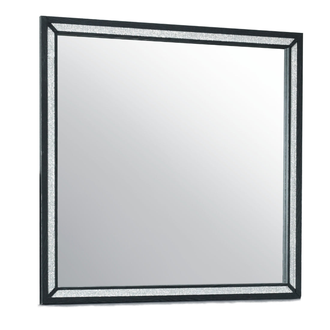 Carlos Black Mirror Black Solid Wood Mdf