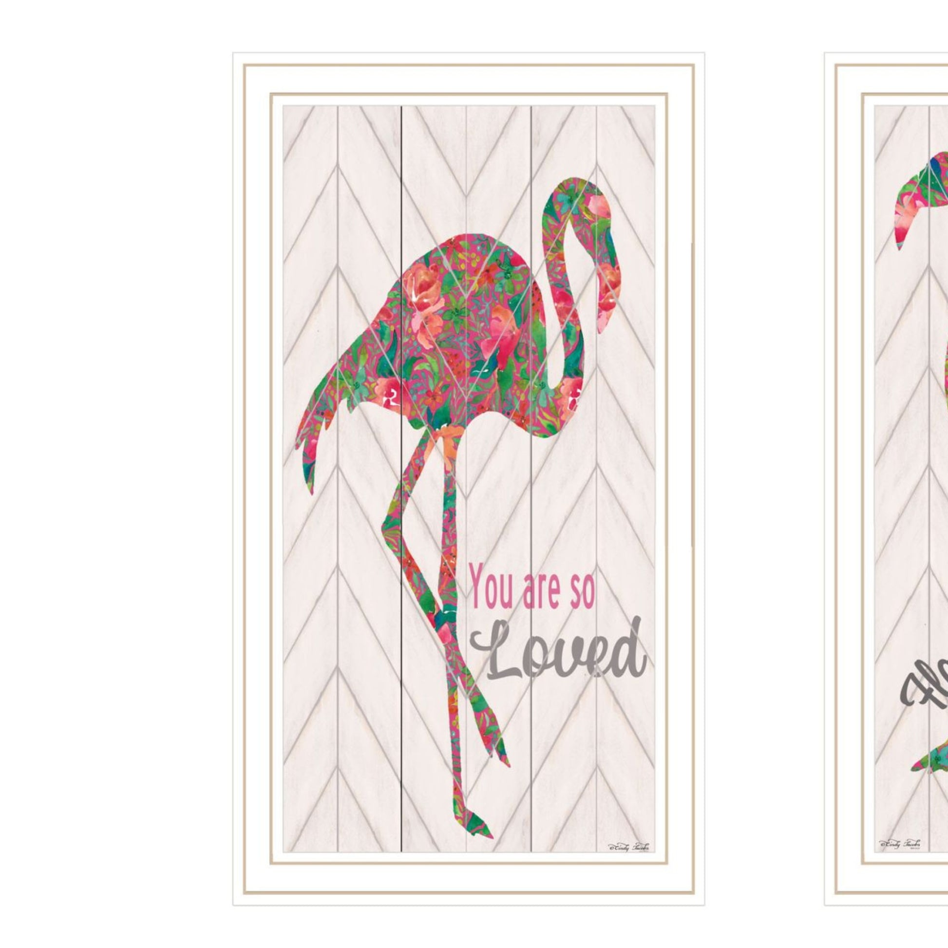 "Flamingo'S A Matrix Colors " Framed Wall Art For Living Room, Wall Art Print For Home Decor, Bedroom Wall Art By Cindy Jacobs Multicolor Wood Paper