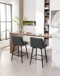 Counter Height Swivel Bar Stools Set Of 2, 360 Swivel Upholstered Barstools With Back And Metal Legs, 25.6