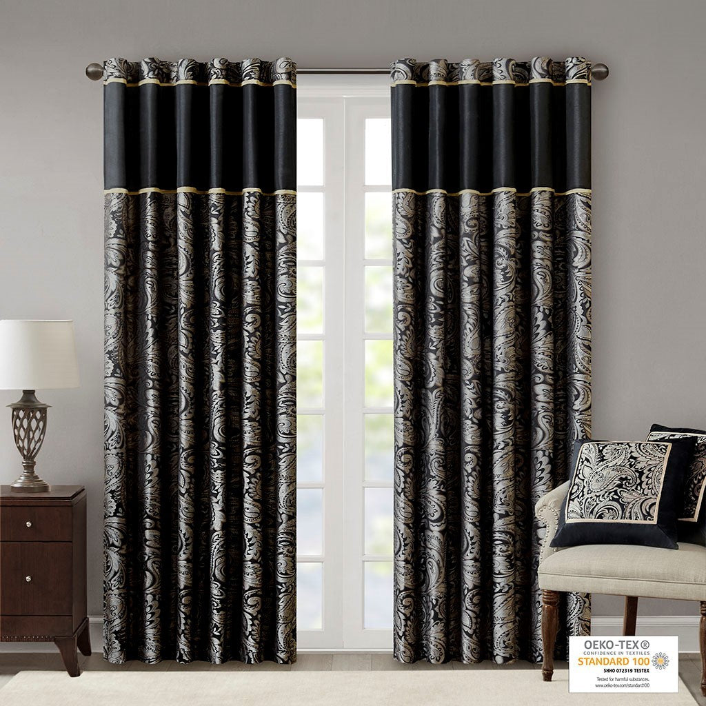 Jacquard Curtain Panel Pair 2 Pcs Window Panels Multicolor Polyester