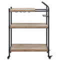 Oak And Sandy Black 2 Shelf Serving Cart Oak Dining Room Industrial,Rustic Kitchen Carts Rubberwood Wood Metal