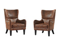 Hi Back Studded Chair,Arm Chair,Living Room,Study And Bedroom ,Set Of 2 Brown Polyester