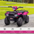 Aosom 12V Kids Atv Battery Operated With Aux Port & Usb, Kids 4 Wheeler With Tough Wear Resistant Tread, Electric Four Wheeler Kids Ride On Car Electric Car, Pink Pink Iron Plastic