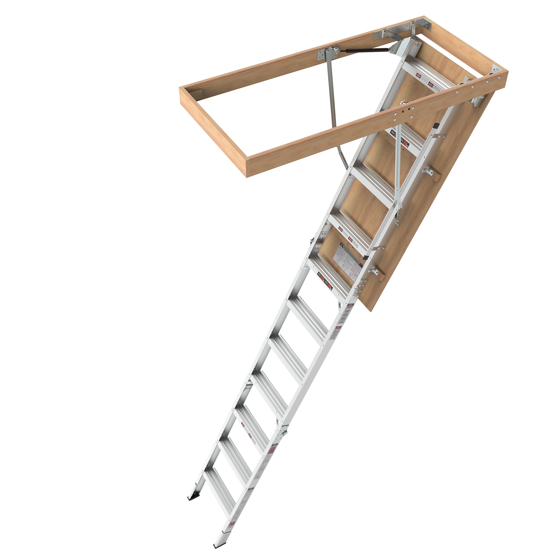 Household Aluminum Attic Ladder 25" X 54" ,375 Lbs Capacity, 7'8" 10'3" Ceiling Height Grey Aluminium Alloy