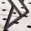 A Modern Minimalist Style Marble Patterned Coffee Table With Black Metal Legs. Computer Desk. Game Table. Tea Table. Ct Xx White Black Sintered Stone