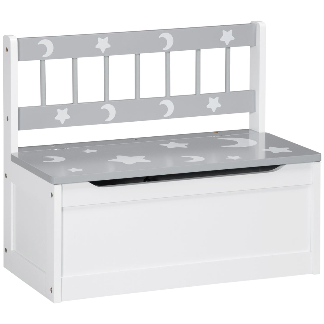 Qaba Toddler Toy Box Storage Bench With Large 27 L Interior, Kids Storage Bench Seat With Storage For Toddler Playroom Furniture, Kids Bedroom Furniture, Toy Organizer And Storage Bin, Gray Gray Mdf