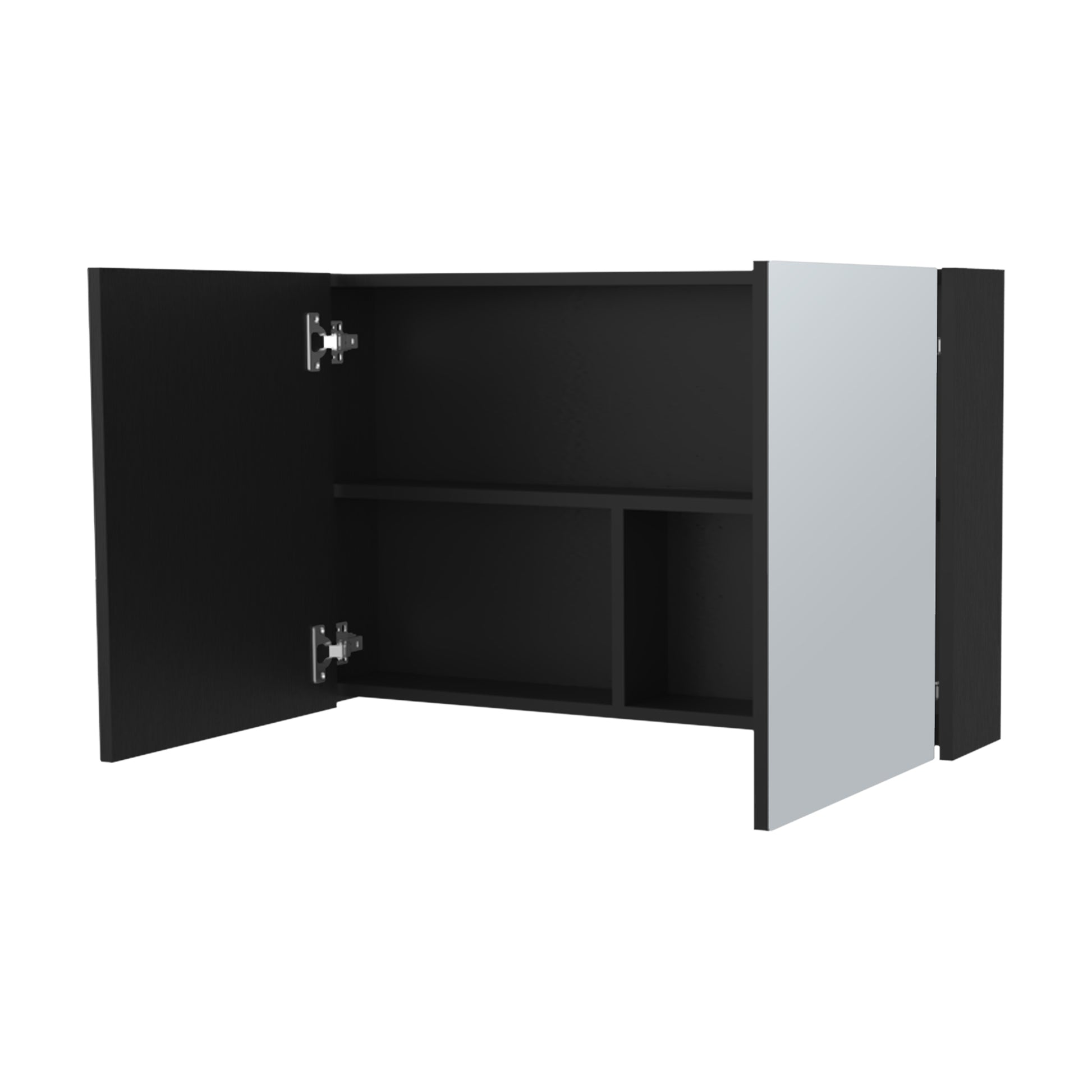 Mcnary Medicine Cabinet With Included Mirrors And 2 Doors, Black Black 2 3 24 To 35 In Bathroom Wall Mounted Modern 5 10 Inches Particle Board Melamine