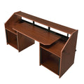 Cherry Music Desk With Earphone Rack Cherry Keyboard Tray Computer Desk Office Freestanding Rectangular Shelves Wood Metal Sled