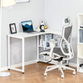 Homcom Industrial L Shaped Computer Desk With 2 Side Shelves And Steel Frame, Corner Desk, Study Workstation For Home Office, White White Engineered Wood