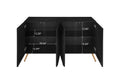 Arch 3D Carved 4 Door Sideboard ,Sideboard Buffet Cabinet With Storage ,Modern Coffee Bar Cabinet With Adjustable Shelf For Living Room Diningroom & Kitchen Black Modern Mdf