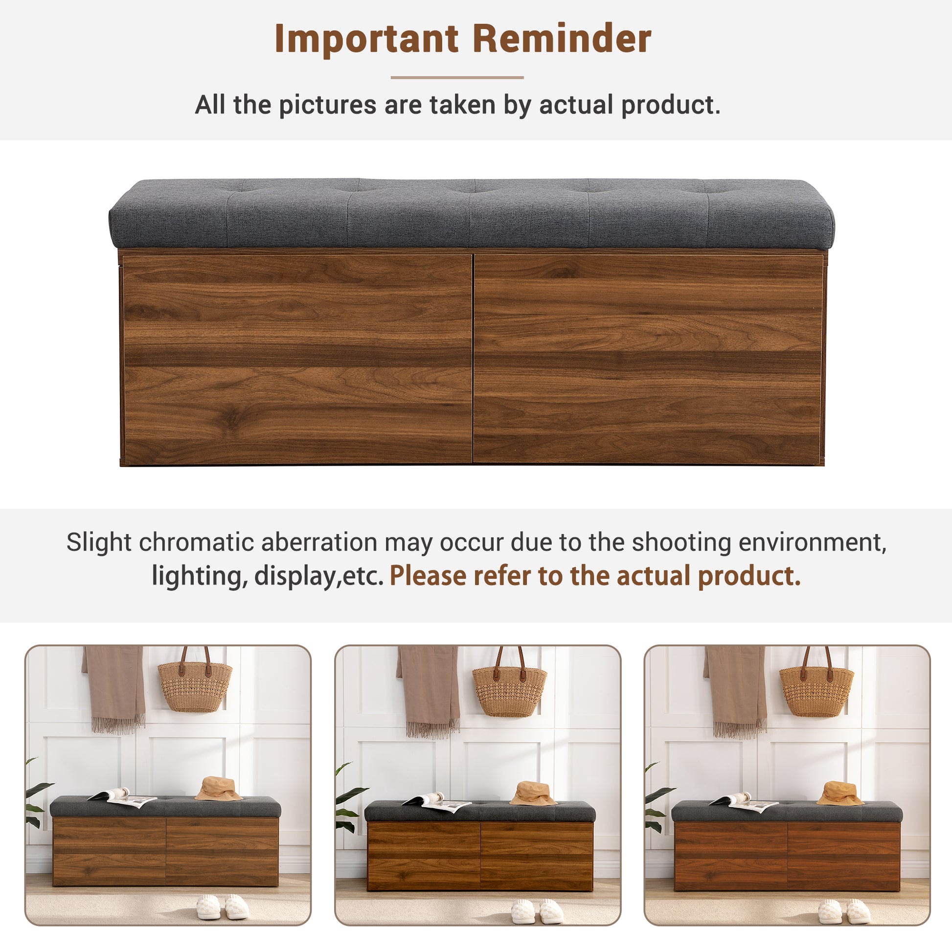 49" Shoe Storage Bench Entryway Shoe Cabinet Storage Ottoman With Padded Seat Cushion And Double Doors For Entryway, Hallway And Bedroom, Dark Grey Cushioned Dark Gray Linen Or Linen Blend Solid