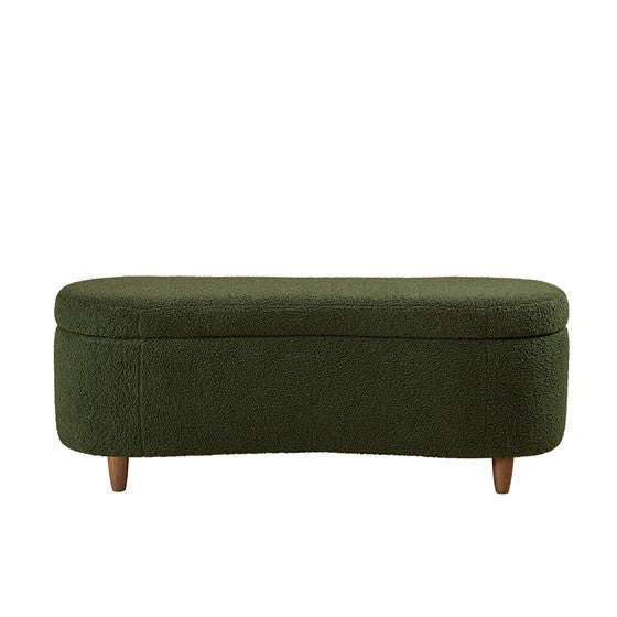 Boucle Flip Top Storage Bench Green See Below Green Wood